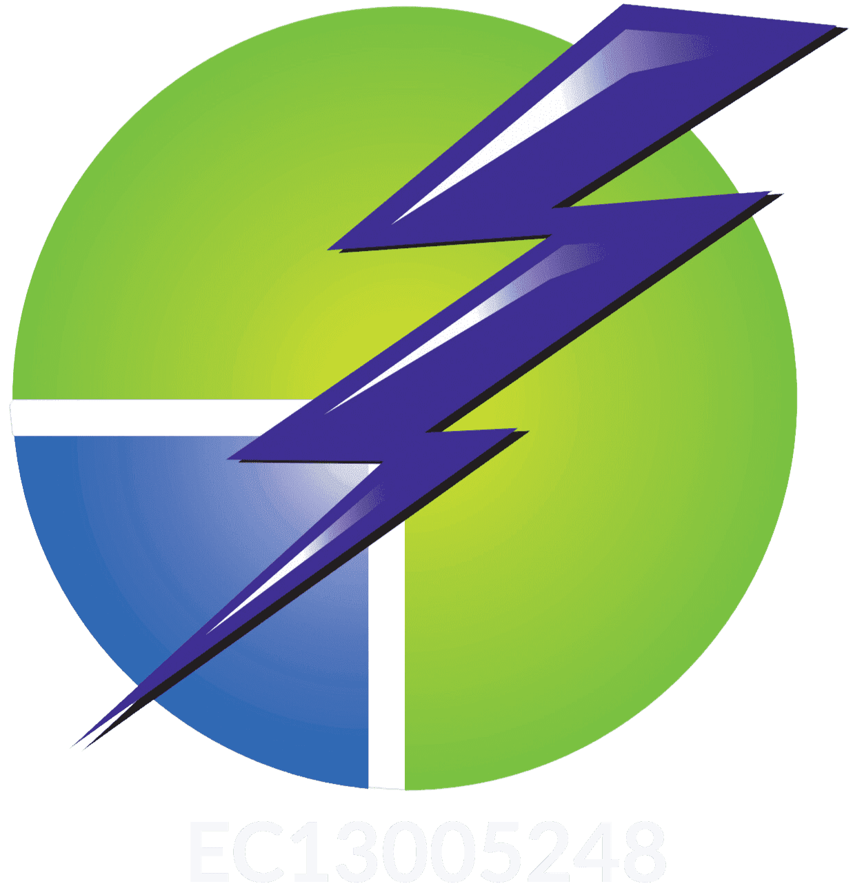 logo A green circle with a blue and white segmented section, overlaid with a purple lightning bolt.
